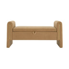 Banc Teddy moderne avec accoudoirs et rangement, grand repose-pieds rembourré, banc de fenêtre confortable