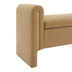 Banc Teddy moderne avec accoudoirs et rangement, grand repose-pieds rembourré, banc de fenêtre confortable