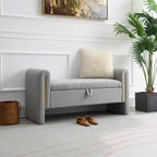 Banc Teddy moderne avec accoudoirs et rangement, grand repose-pieds rembourré, banc de fenêtre confortable