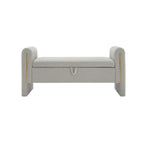Banc Teddy moderne avec accoudoirs et rangement, grand repose-pieds rembourré, banc de fenêtre confortable