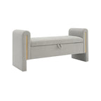 Banc Teddy moderne avec accoudoirs et rangement, grand repose-pieds rembourré, banc de fenêtre confortable
