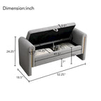 Banc Teddy moderne avec accoudoirs et rangement, grand repose-pieds rembourré, banc de fenêtre confortable