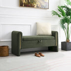 Banc Teddy moderne avec accoudoirs et rangement, grand repose-pieds rembourré, banc de fenêtre confortable