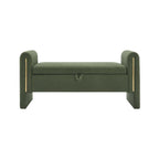 Banc Teddy moderne avec accoudoirs et rangement, grand repose-pieds rembourré, banc de fenêtre confortable