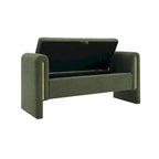 Banc Teddy moderne avec accoudoirs et rangement, grand repose-pieds rembourré, banc de fenêtre confortable