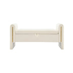 Banc Teddy moderne avec accoudoirs et rangement, grand repose-pieds rembourré, banc de fenêtre confortable