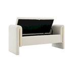 Banc Teddy moderne avec accoudoirs et rangement, grand repose-pieds rembourré, banc de fenêtre confortable