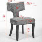 Lot de 2 Chaises de Salle à Manger Modernes, Chaise d'Appoint Rembourrée en Tissu Lin avec Dossier Incurvé et Structure en Bois d'Hévéa