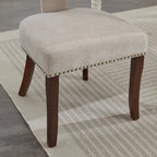 Lot de 2 Chaises de Salle à Manger Modernes, Chaise d'Appoint Rembourrée en Tissu Lin avec Dossier Incurvé et Structure en Bois d'Hévéa