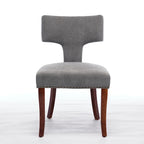 Lot de 2 Chaises de Salle à Manger Modernes, Chaise d'Appoint Rembourrée en Tissu Lin avec Dossier Incurvé et Structure en Bois d'Hévéa