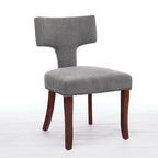 Lot de 2 Chaises de Salle à Manger Modernes, Chaise d'Appoint Rembourrée en Tissu Lin avec Dossier Incurvé et Structure en Bois d'Hévéa