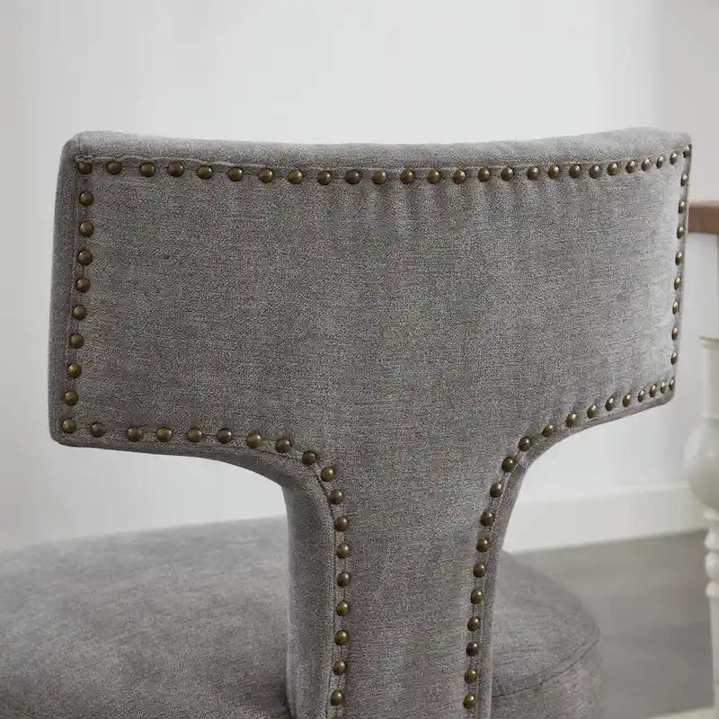 Lot de 2 Chaises de Salle à Manger Modernes, Chaise d'Appoint Rembourrée en Tissu Lin avec Dossier Incurvé et Structure en Bois d'Hévéa