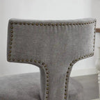 Lot de 2 Chaises de Salle à Manger Modernes, Chaise d'Appoint Rembourrée en Tissu Lin avec Dossier Incurvé et Structure en Bois d'Hévéa