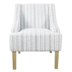 Fauteuil d'appoint, imprimé rayé style campagnard, polyester bleu et blanc
