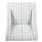 Fauteuil d'appoint, imprimé rayé style campagnard, polyester bleu et blanc