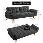 75.39 Canapé-lit, canapé convertible avec oreillers, meuble causeuse pliable pour salon