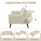75.39 Canapé-lit, canapé convertible avec oreillers, meuble causeuse pliable pour salon
