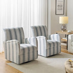 Fauteuil pivotant traditionnel avec motif à rayures jacobéennes, lot de 2