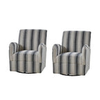 Fauteuil pivotant traditionnel avec motif à rayures jacobéennes, lot de 2
