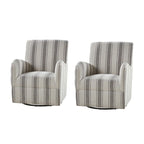 Fauteuil pivotant traditionnel avec motif à rayures jacobéennes, lot de 2