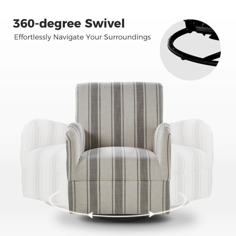 Fauteuil pivotant traditionnel avec motif à rayures jacobéennes, lot de 2