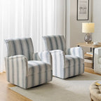Fauteuil pivotant traditionnel avec motif à rayures jacobéennes, lot de 2
