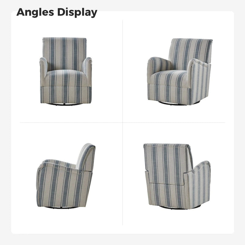 Fauteuil pivotant traditionnel avec motif à rayures jacobéennes, lot de 2