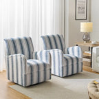 Fauteuil pivotant traditionnel avec motif à rayures jacobéennes, lot de 2