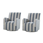 Fauteuil pivotant traditionnel avec motif à rayures jacobéennes, lot de 2
