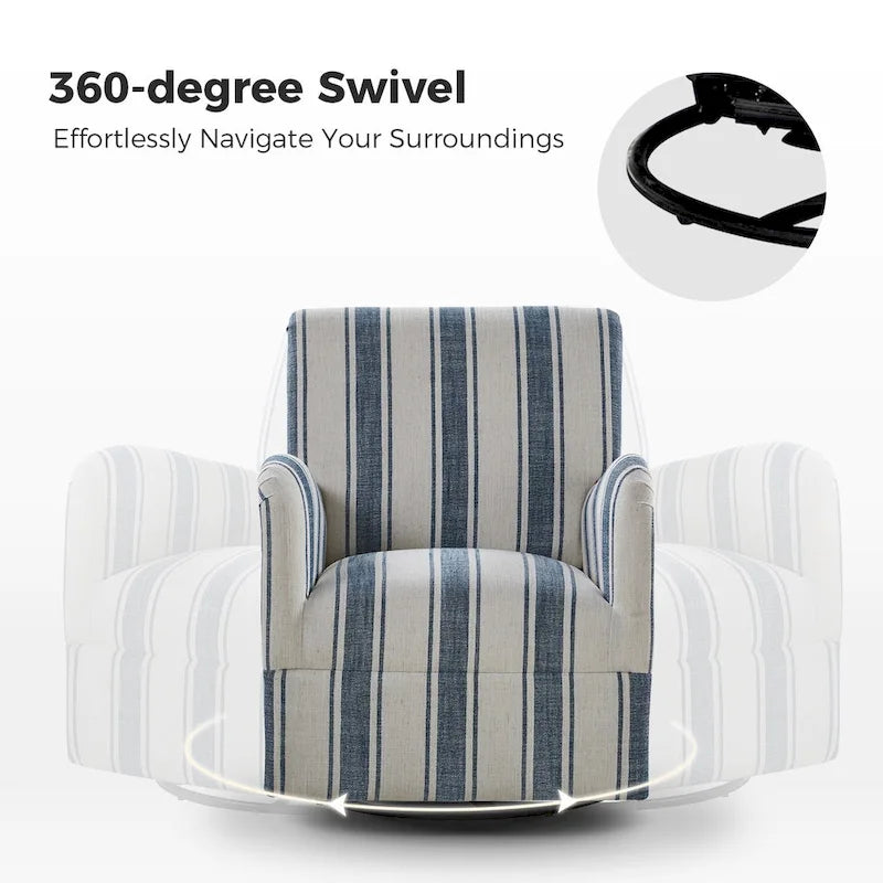 Fauteuil pivotant traditionnel avec motif à rayures jacobéennes, lot de 2