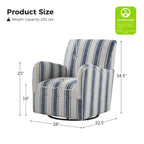 Fauteuil pivotant traditionnel avec motif à rayures jacobéennes, lot de 2