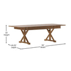 Table de salle à manger pliante rectangulaire rustique en pin massif, 8' x 40