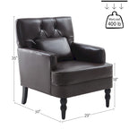 Lot de 2 fauteuils rembourrés avec boutons touffetés et oreiller lombaire beige/gris/bleu clair