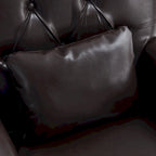 Lot de 2 fauteuils rembourrés avec boutons touffetés et oreiller lombaire beige/gris/bleu clair