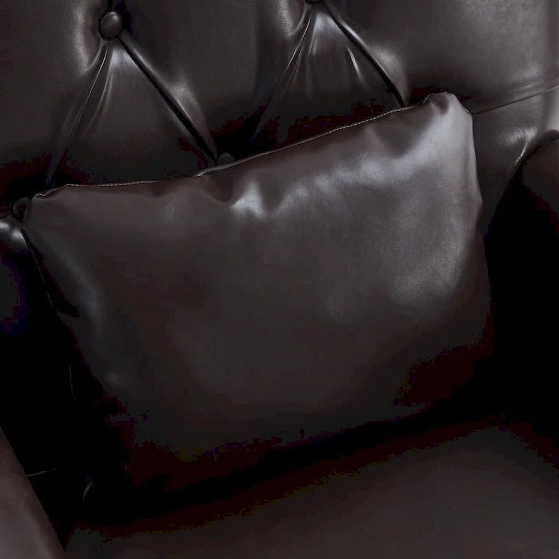 Lot de 2 fauteuils rembourrés avec boutons touffetés et oreiller lombaire beige/gris/bleu clair