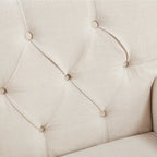 Lot de 2 fauteuils rembourrés avec boutons touffetés et oreiller lombaire beige/gris/bleu clair