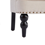 Lot de 2 fauteuils rembourrés avec boutons touffetés et oreiller lombaire beige/gris/bleu clair