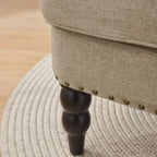 Lot de 2 fauteuils rembourrés avec boutons touffetés et oreiller lombaire beige/gris/bleu clair