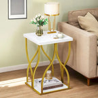 Console moderne dorée avec plateau en marbre pour entrée ou couloir