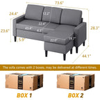 Canapé d'angle modulable 74", Petit canapé en L