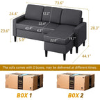 Canapé d'angle modulable 74", Petit canapé en L