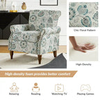 Fauteuil d'appoint traditionnel en polyester avec accoudoirs roulés et garniture cloutée