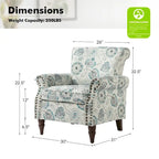 Fauteuil d'appoint traditionnel en polyester avec accoudoirs roulés et garniture cloutée