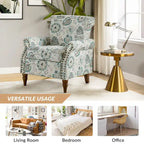 Fauteuil d'appoint traditionnel en polyester avec accoudoirs roulés et garniture cloutée