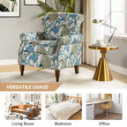 Fauteuil d'appoint traditionnel en polyester avec accoudoirs roulés et garniture cloutée