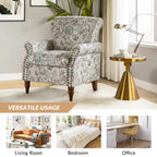 Fauteuil d'appoint traditionnel en polyester avec accoudoirs roulés et garniture cloutée