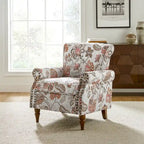 Fauteuil d'appoint traditionnel en polyester avec accoudoirs roulés et garniture cloutée