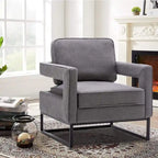 Fauteuil d'appoint moderne avec accoudoirs, Fauteuil de salon rembourré de style Mid-century