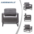 Fauteuil d'appoint moderne avec accoudoirs, Fauteuil de salon rembourré de style Mid-century
