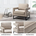 Fauteuil d'appoint moderne avec accoudoirs, Fauteuil de salon rembourré de style Mid-century